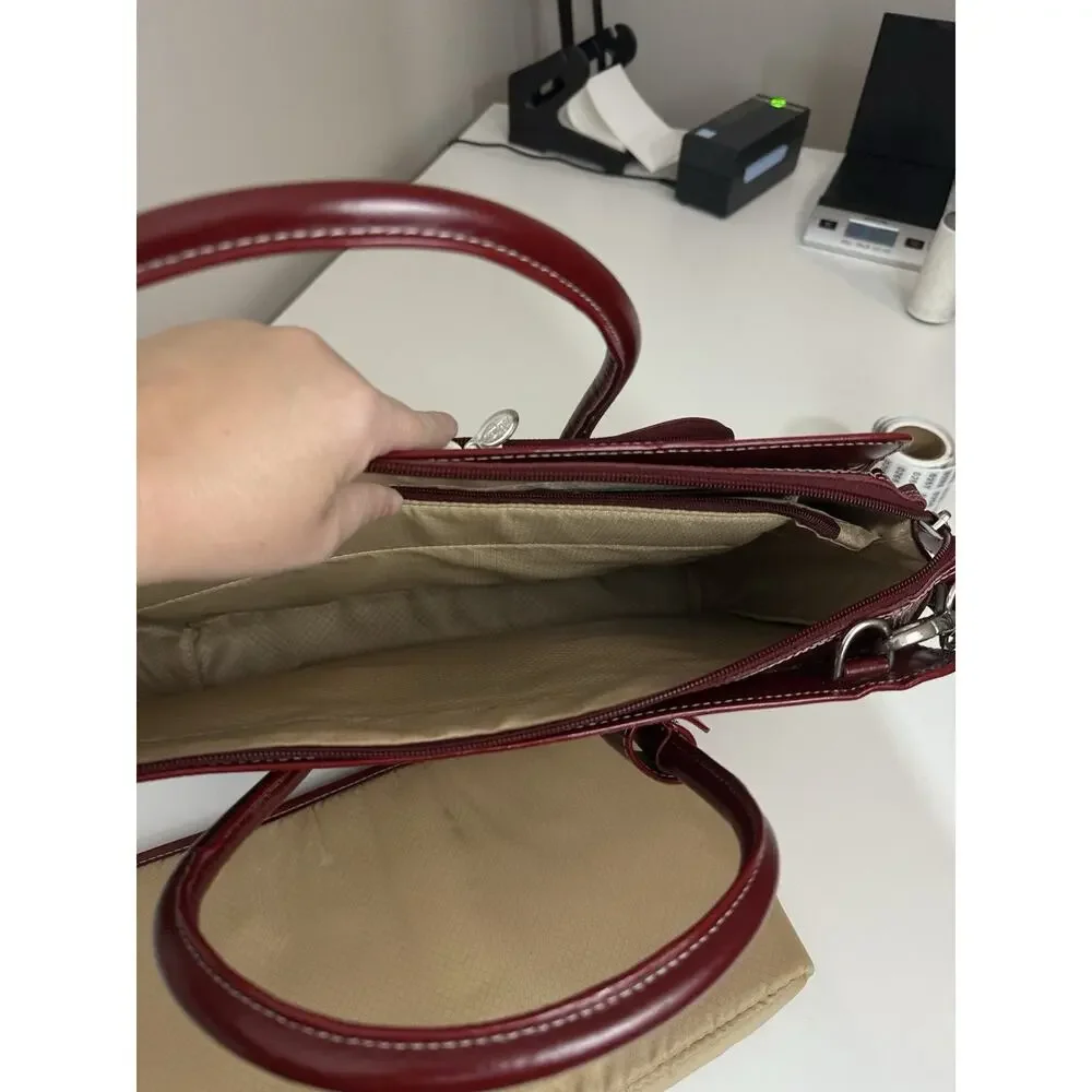 McKlein Lake Forest Leather Ladies' Laptop Briefcase Red Maroon 15.6” READ